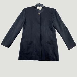 Jones New York Black Longline Blazer Jacket Size 12 Gold Button